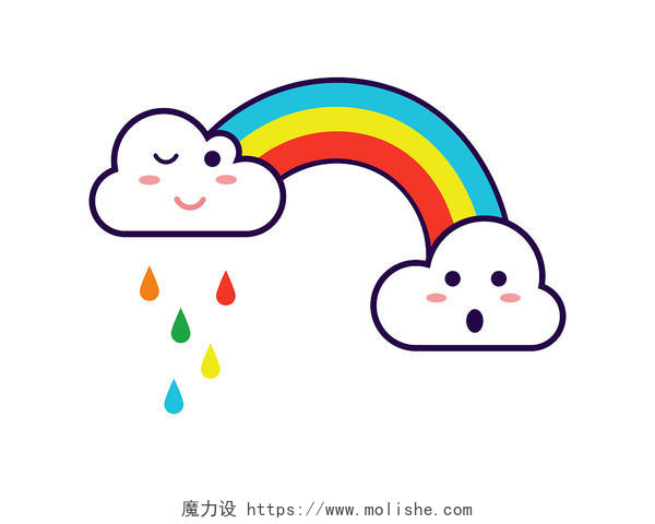 彩虹彩虹云雨可爱云朵卡通云PNG素材